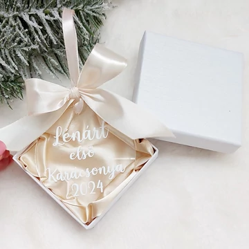 Feliratozott akril karácsonyfadísz