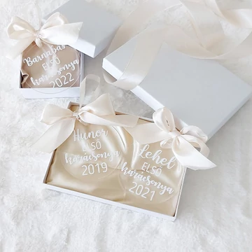 Díszdobozos akril karácsonyfadísz szett