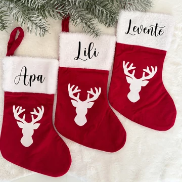 Névre szóló mikulás csizmácska, zokni 30 cm