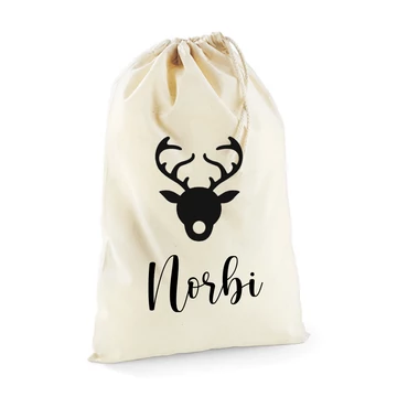 Névre szóló mikulás zsák rudolf - natúr