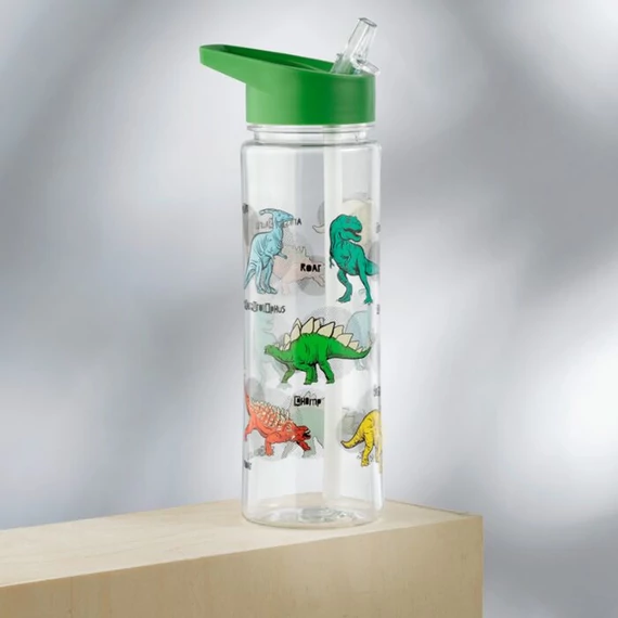Kulacs Szívószálas 550ml, Ütésálló - Dinoszaurusz