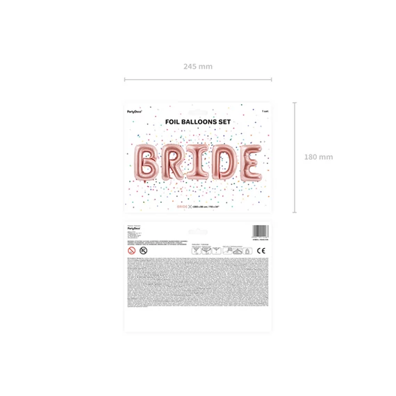 BRIDE fólia lufi, nagy, rose gold