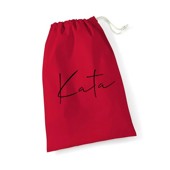 Névre szóló mikulás zsák minimalista - piros