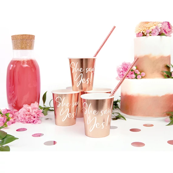 Rose gold Yes papírpohár 6 db